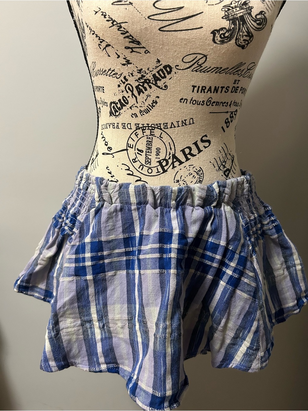 Free People Blue Plaid Lightweight Ruffled Women's Skirt